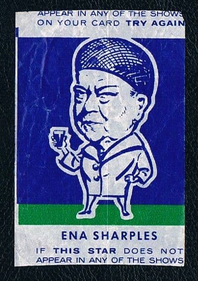 1961 Webcosa TV Bingo Ina Sharples Coronation Street Violet Carson waxy gum insert cult TV character