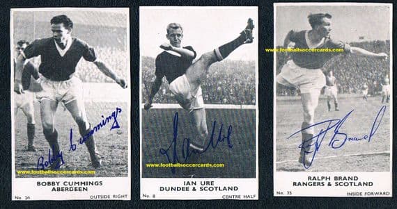 1962 A&BC Gum Scottish 3 cards Ian Ure Dundee Man Utd Aberdeen Rangers , all with faults!