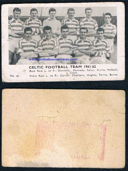 1962 A&BC Gum Scottish Footballer cards Celtic team Billy McNeil rookie card Lisbon Lion
