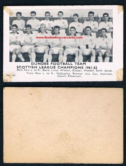 1962 A&BC Gum Scottish Footballer cards Dundee team Alan Gilzean Spurs rookie card