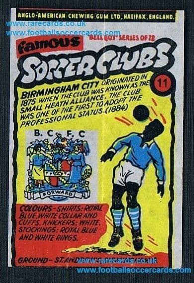 1962 Anglo American Gum Bell Boy Famous Soccer Clubs Birmingham City 11