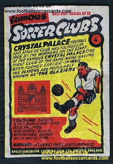 1962 Anglo American Gum bell Boy Famous Soccer Clubs Crystal Palace 4