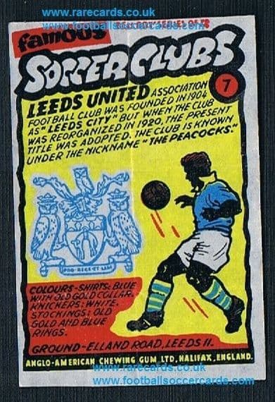 1962 Anglo American Gum bell Boy Famous Soccer Clubs Leeds United 7
