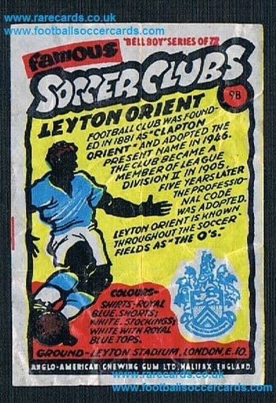 1962 Anglo American Gum bell Boy Famous Soccer Clubs Leyton Orient 98