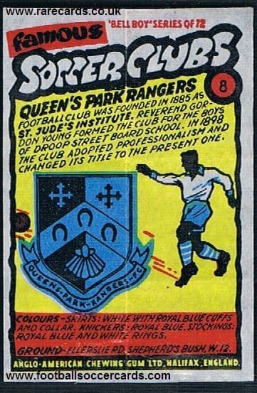 1962 Anglo American Gum bell Boy Famous Soccer Clubs QPR