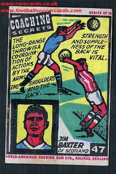 1962 Baxter Rangers Anglo gum insert
