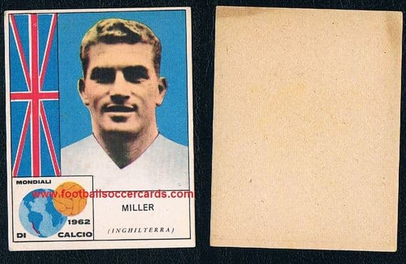 1962 Brian Miller Burnley England international gum card by Mira Mondiali di Calcio Wc62