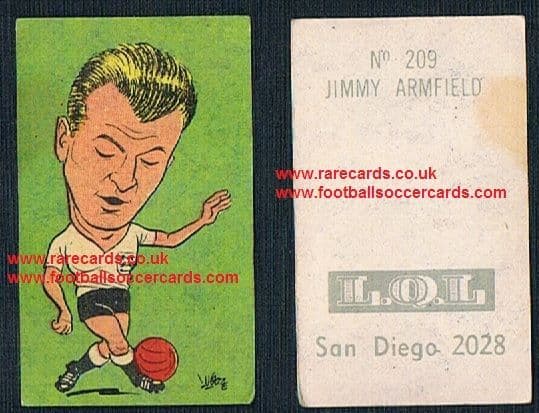 1962 England WC62 Chile-only issue sticker Jimmy Armfield 209 Blackpool England