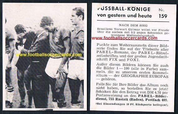 1962 Gilmar & Brazil having won the 1958 World Cup Pabel card light AMR
