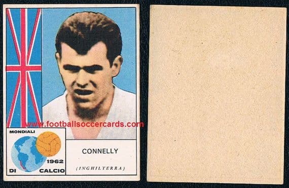 1962 Italian Mira gum card John Connelly Burnley Bury BR Man Utd England Mondiali di Calcio WC62