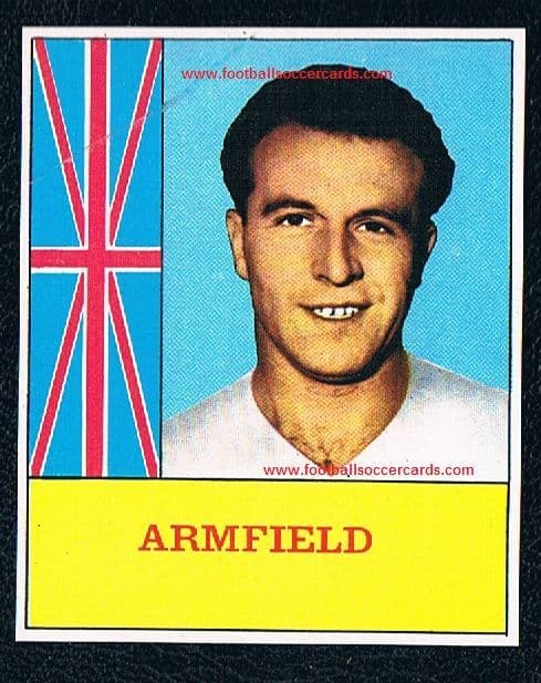 1962 MIRA image on 1964 SAGE packet issue card of Jimmy Armfield Blackpool France by Sage Comics
