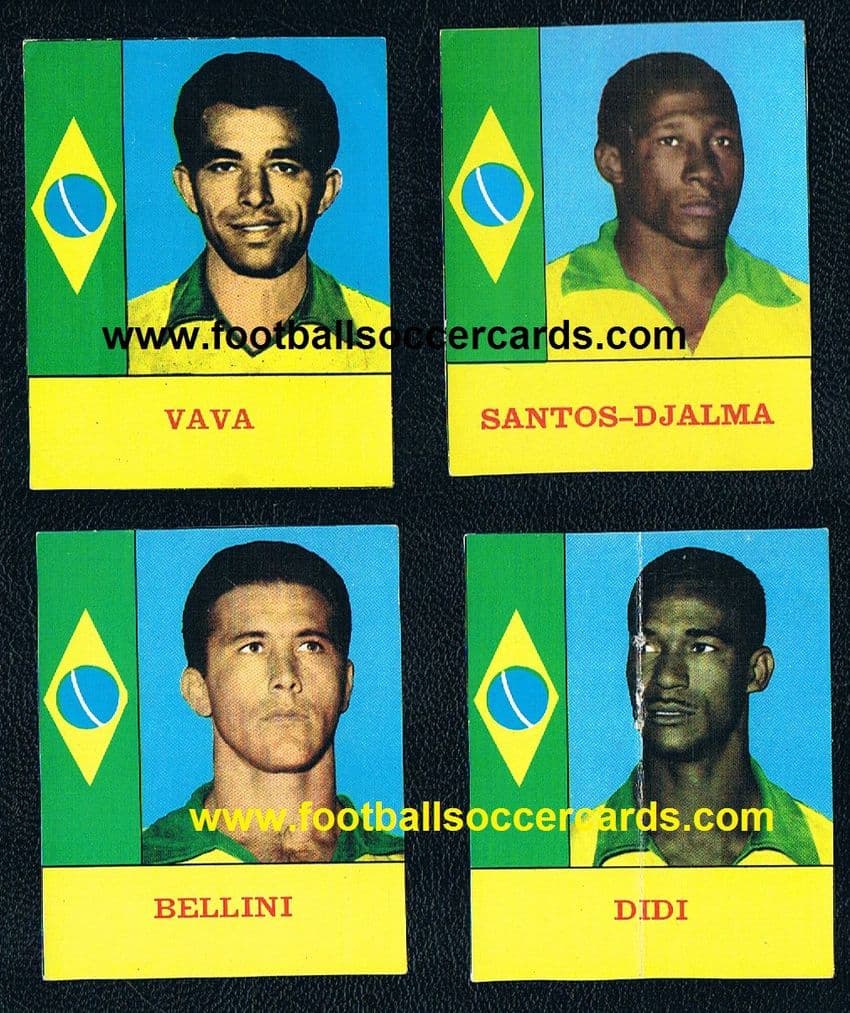 1962 Mira images used on '64 French cards by SAGE Didi Djalma Santos Vava and Bellini fold as issued