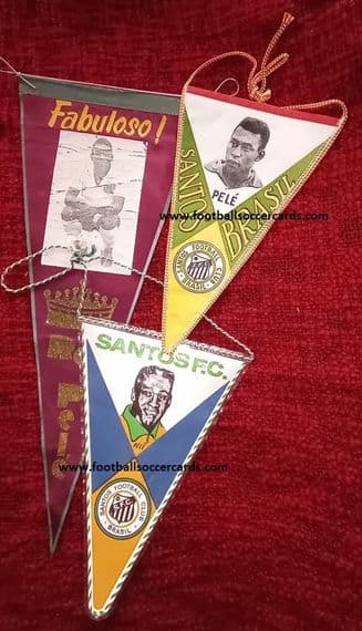 1962 Pelé pennant 50th Santos anniversary + 2 more 1960's Pele pennants, buyer gets 3 Pele original!