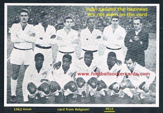 1962 Pele BELGIAN Santos postcard by Troukens Editions, pic from Benfica match WITH ALBUM PAGE!