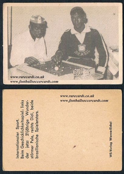 1962 Pele & Didi game play gum card by WS verlag card from Germany