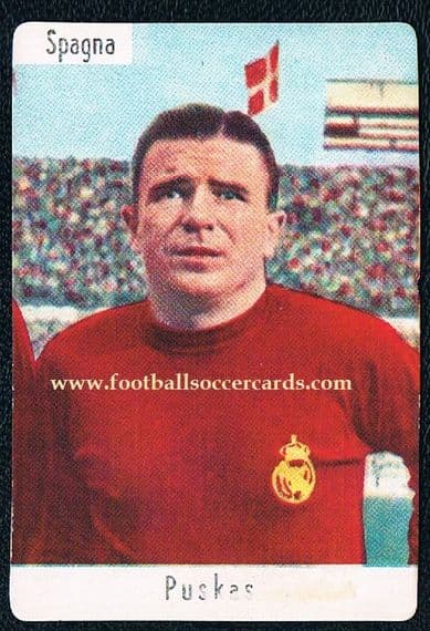 1962 Puskas PAPER-VERSION card by SAIM from Italy