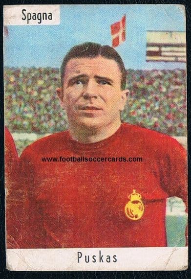 1962 Puskas 'square corners' type SAIM Italy gum card made of CARDSTOCK not paper not plastic