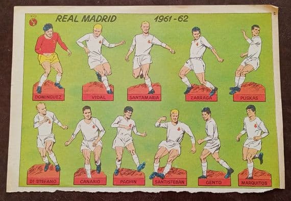 1962 Real Madrid stand-up team uncut, original page Di Stefano Puskas Gento