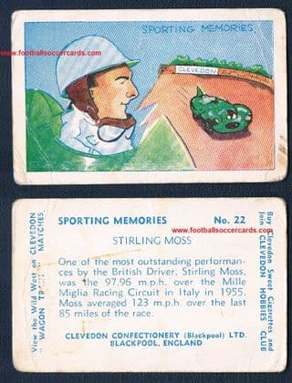 1962 Stirling Moss F1 Clevedon Sporting Memories card 22