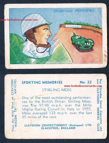 1962 Stirling Moss F1 Clevedon Sporting Memories card 22