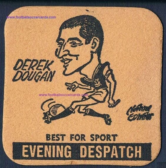 1963 Derek Dougan Evening Despatch rookie card N. Ireland Villa Distillery Pompey Blackburn