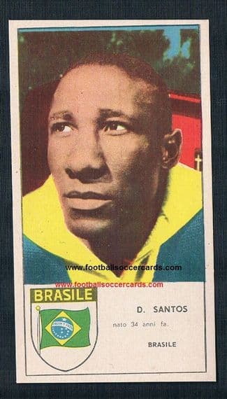 1963 Djalma Santos Brazil Stella deluxe large panoramic coat of arms gum card from Italy