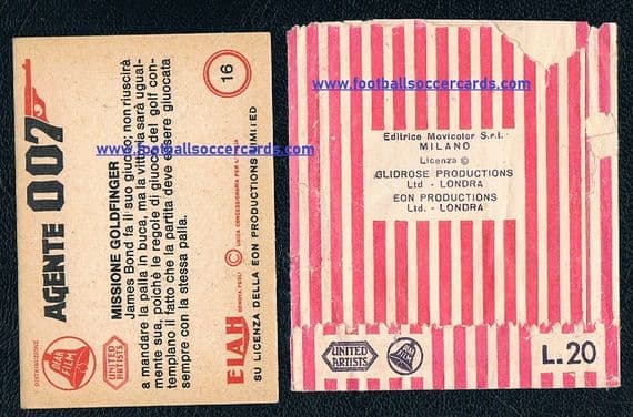 1964 65 Golf rookie Sean Connery James Bond 007 card & packet Movicolor