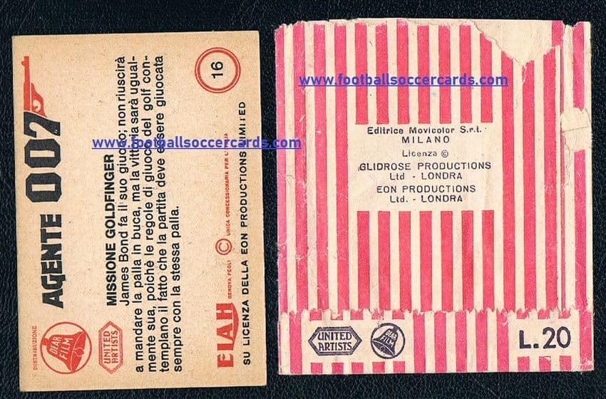 1964 65 Golf rookie Sean Connery James Bond 007 card & packet Movicolor