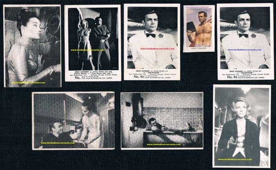 1964 & 65 James Bond 007 Somportex Elah Gum cards x7 & Jackie Mag 1964 sticker