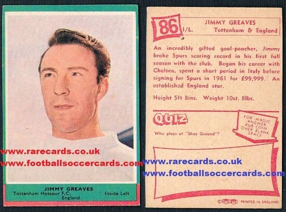 1964 Greaves ABC Gum 86 Spurs