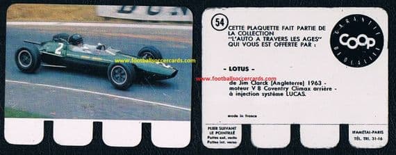 1964 Jim Clark rookie card French COOP #54, self standing metal card, not folded