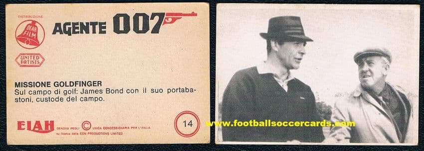 1965 Golf Sean Connery Italian gum card James Bond 14 Agente 007 Golfinger Elah Movicolor RARE CARD!