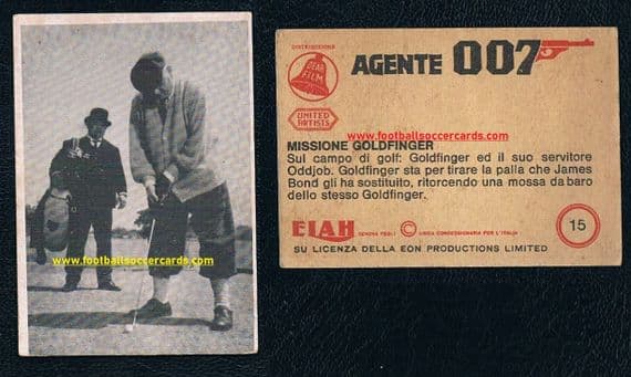 1965 Italian gum card Goldfinger Agente 007 James Bond golf card by Elah Movicolor RAREST IN SERIES