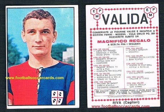 1965 Luigi Riva Panini VALIDA back Italian-only issue