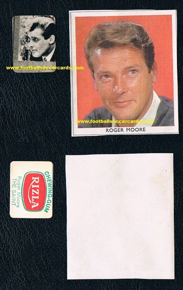 1965 Roger Moore The Saint 007 James Bond June School Friend Fleetway card & Rizla Gum card