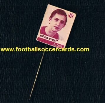 1965 rookie Cruyff van Houten card as a pin badge from Holland, original on EB for 200-300
