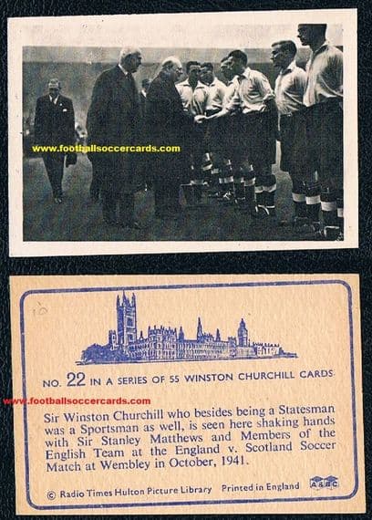 1965 Stanley Matthews 1941 Wembley A&BC Gum card Churchill