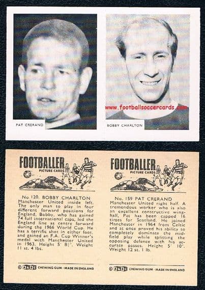 1966 120 Pet Crerand Bobby Charlton Man Utd 159 A&BC uncut pair SOLD