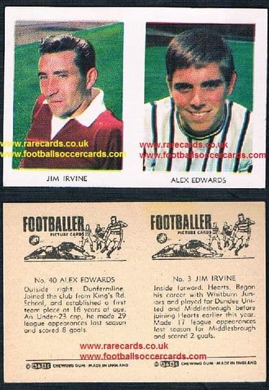 1966 A&BC Scottish coloured pair 3 Irvine Boro Dundee u Hearts 41 Edwards Dunfermline