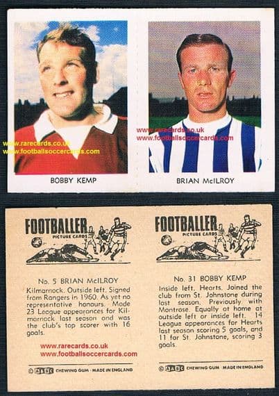 1966 A&BC Scottish coloured pair 31 Kemp Hearts 5 McIlroy Kilmarnock