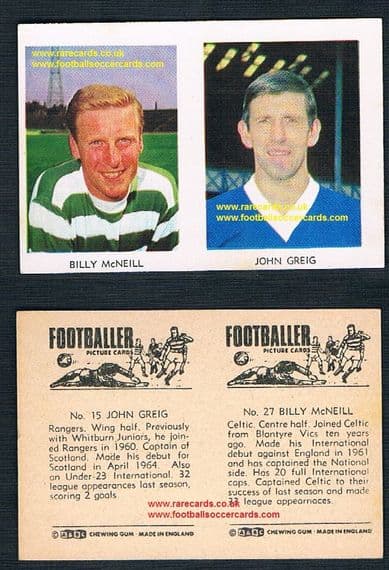 1966 A&BC Scottish pair Billy McNeil 27 Celtic and John Greig Rangers 15