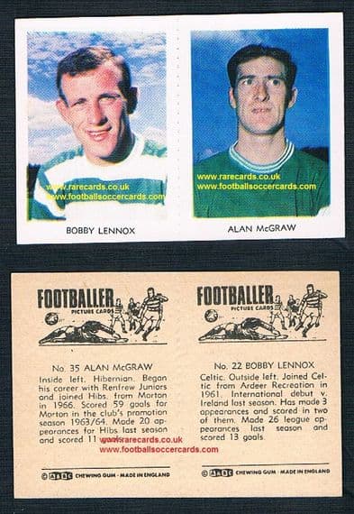 1966 A&BC Scottish pair Celtic Hibs 25 Alan McGraw & 22 Bobby Lennox