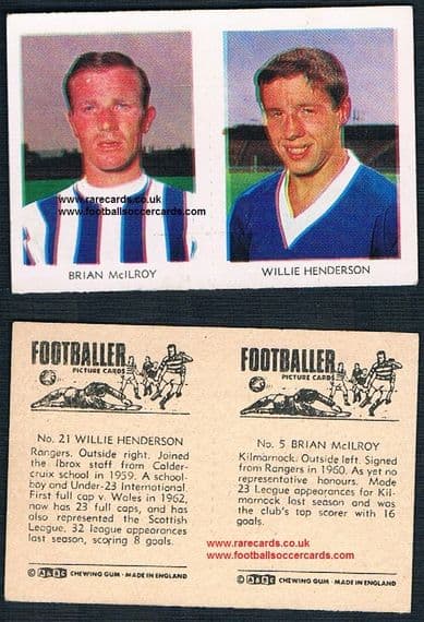 1966 A&BC Scottish pair Kilmarnock Rangers 21 Henderson & 5 McIlroy