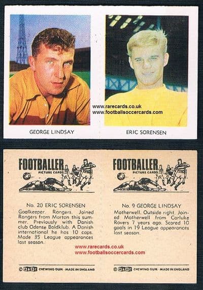 1966 A&BC Scottish pair Rangers 20 Eric Sorensen Odense 9 Lindsay Motherwell