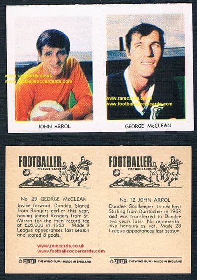 1966 A&BC Scottish pair Rangers St.Mirren Dundee 29 Mclean and 12 Arrol