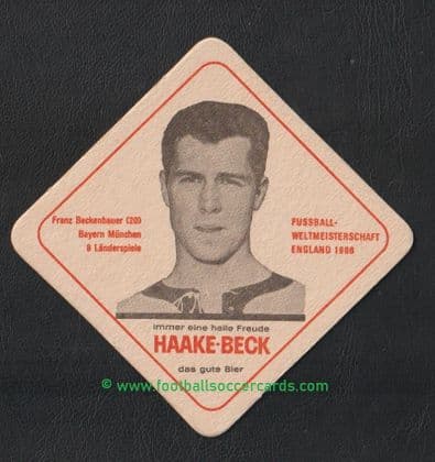1966 Beck's beer Franz Beckenbauer card mat from West Germany pre-WC66