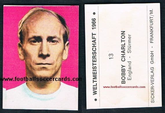 1966 Bobby Charlton by Sicker verlag West German issuer, MARKS to rear