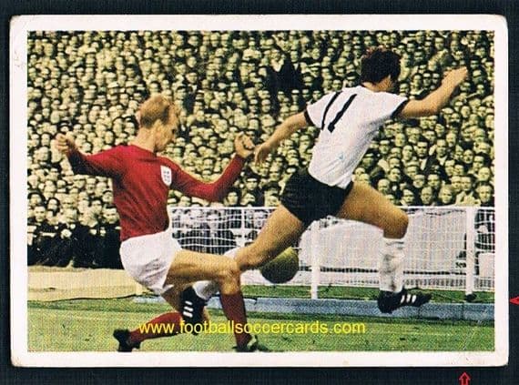 1966 Bobby Jack Charlton in action WC66 gum card from West Germany by Kunold