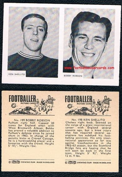 1966 Bobby Robson WBA Fulham Ken Shellito 198 199Chelsea A&BC uncut pair