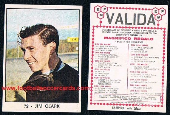 1966 Jim Clark 72 Panini Campioni dello Sport card cc & issues hence low price VALIDA TYPE